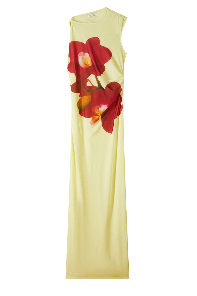 Open Back Flower Detail Maxi Dress