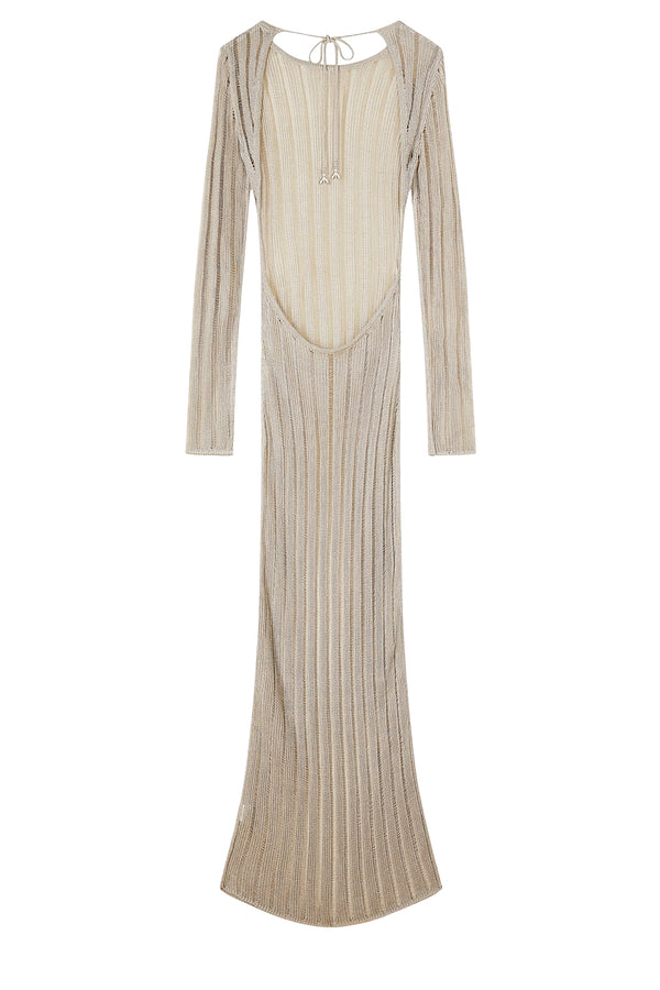 Open Back Longsleeve Knit Maxi Dress