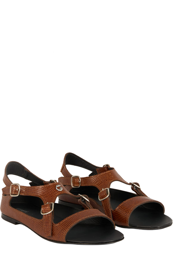 Lizard Print Buckle On Sandals