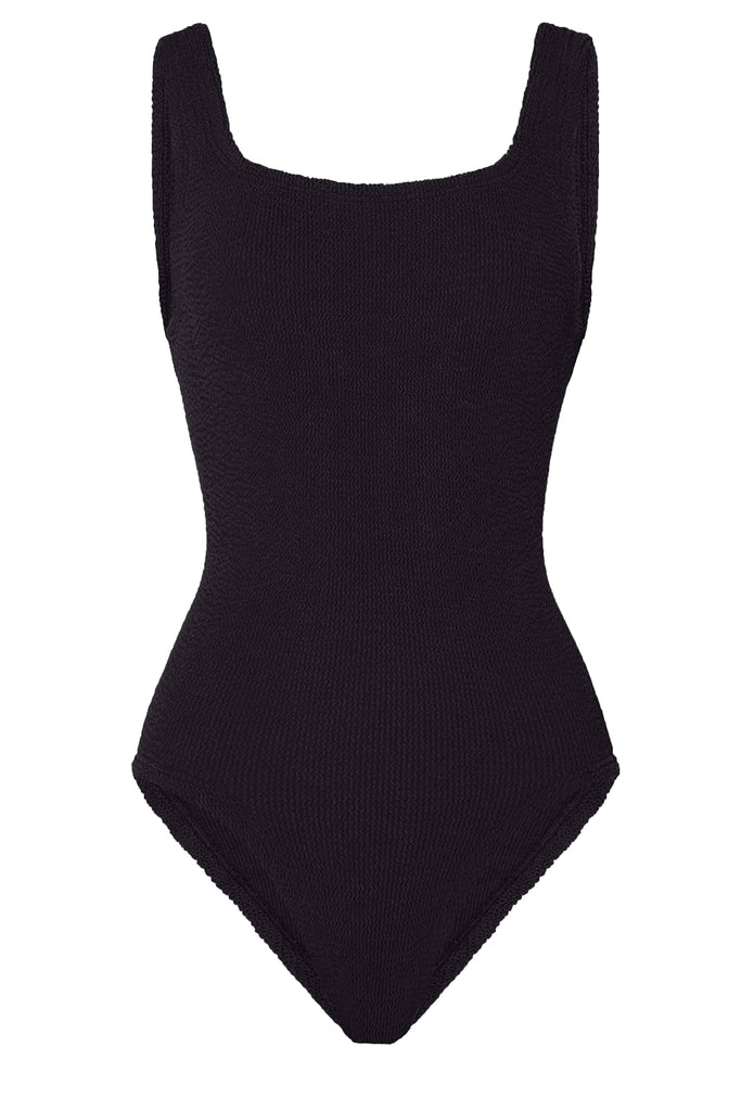 Hunza G  swimsuit in black, shown against a plain white background.
