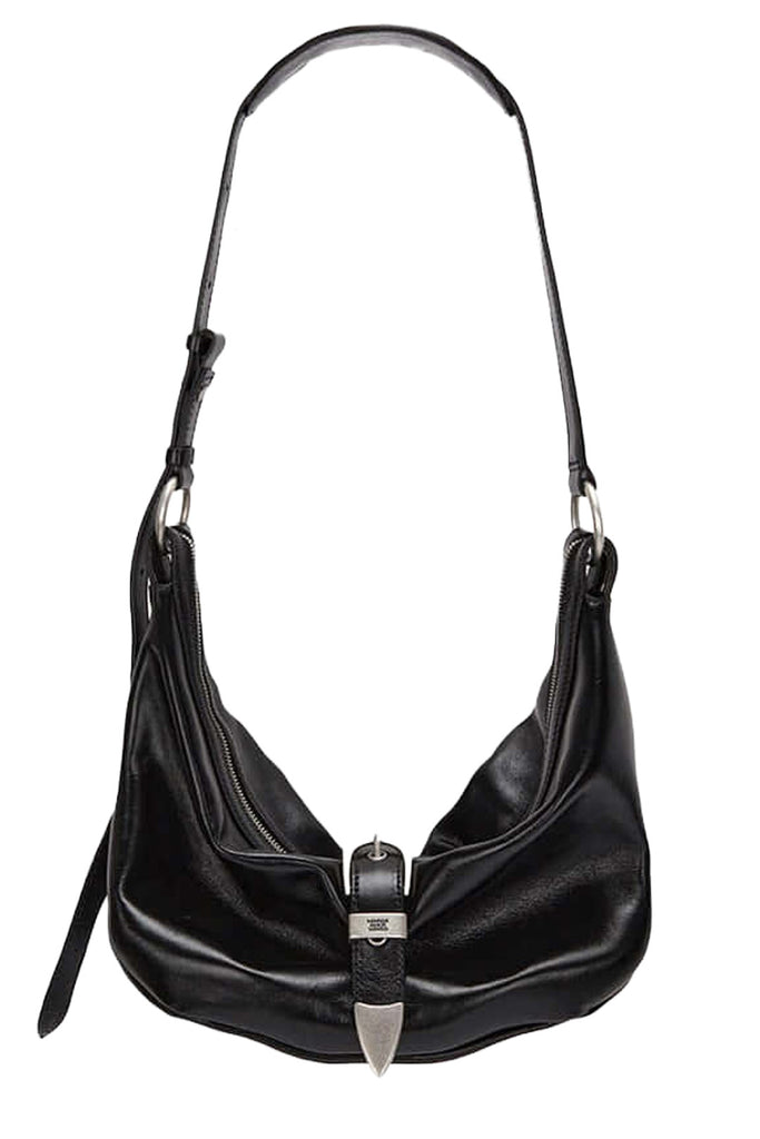 Belted Hobo Medium Glossy Leather Bag
