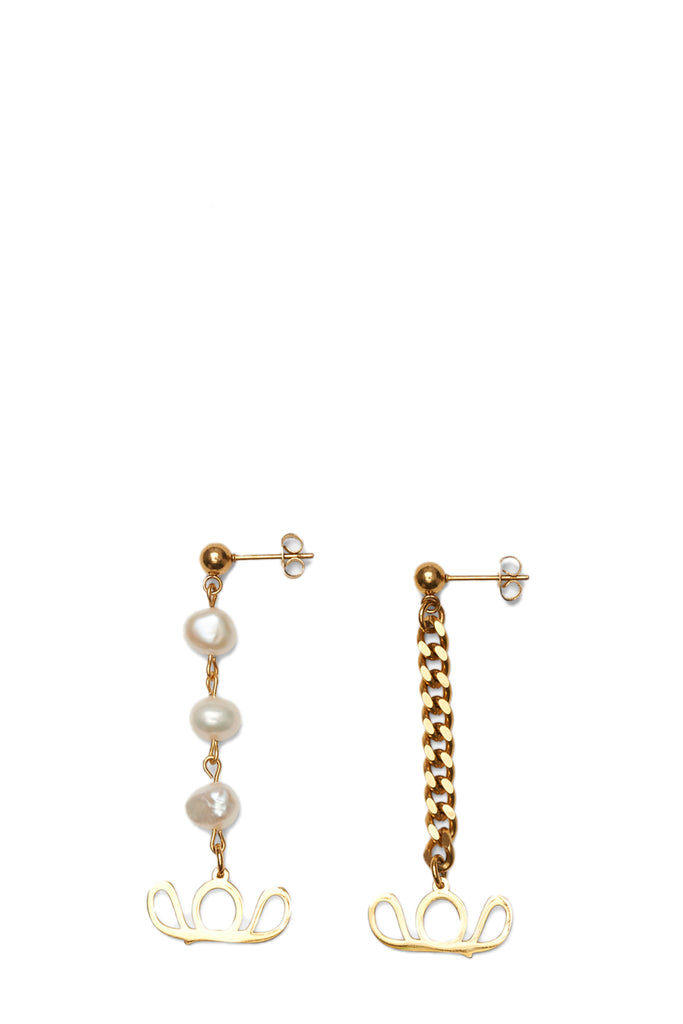 Labelled Dangle Pearl Earrings