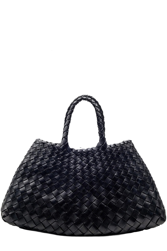 Dragon Diffusion woven leather handbag in black, shown against a plain white background.