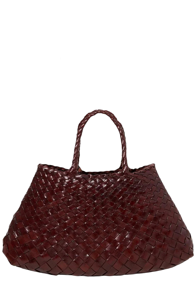 Dragon Diffusion woven leather handbag in deep red, shown against a plain white background.