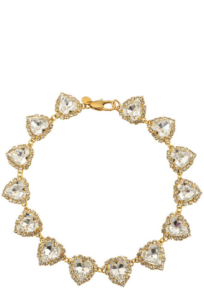 Mayol Jewelry heart-shaped necklace in gold with crystal embellishments, shown against a plain white background.