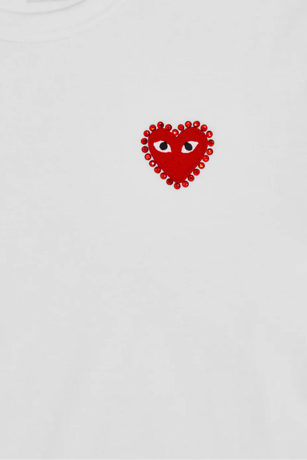 Small Red Rhinestone Heart Unisex Play T-Shirt