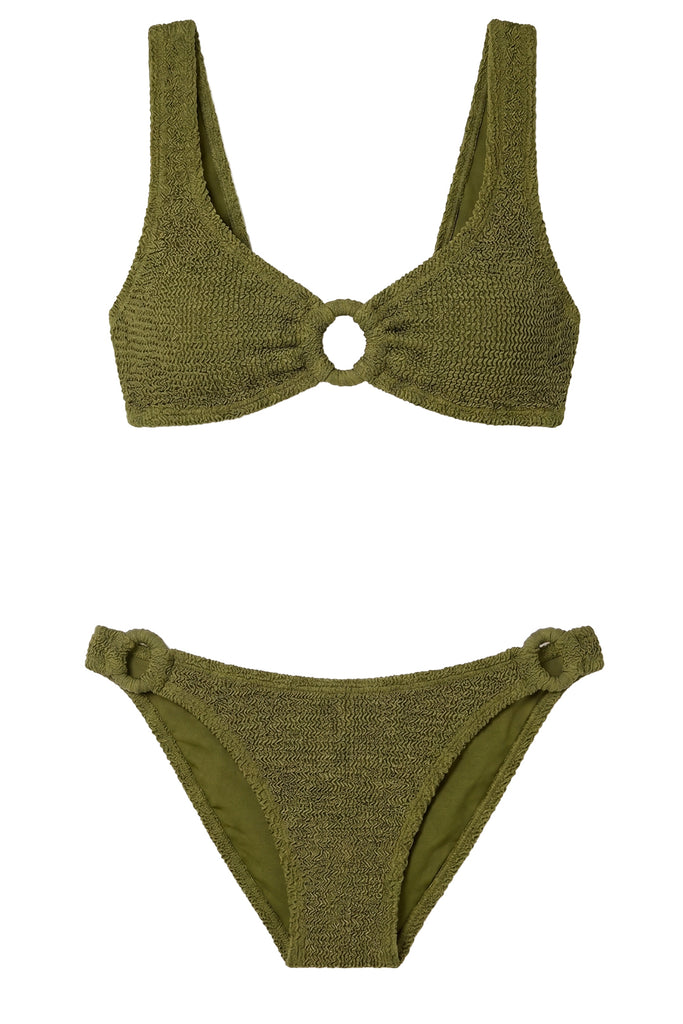 Hunza G Hallie bikini in moss, shown against a plain white background.