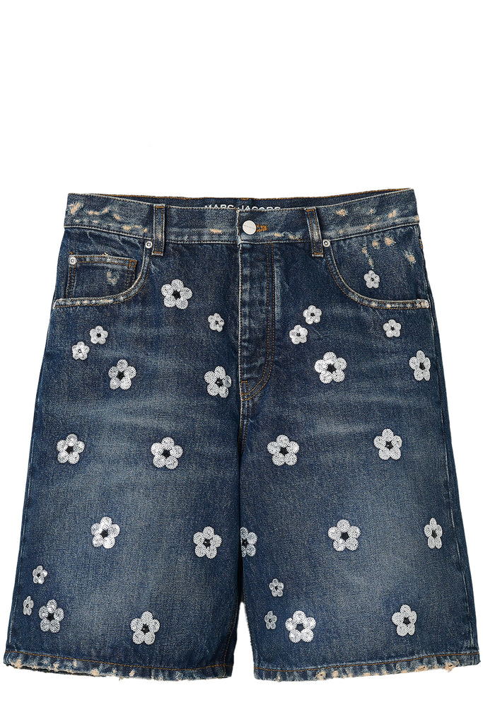 Sequin Daisy Wide Leg Shorts