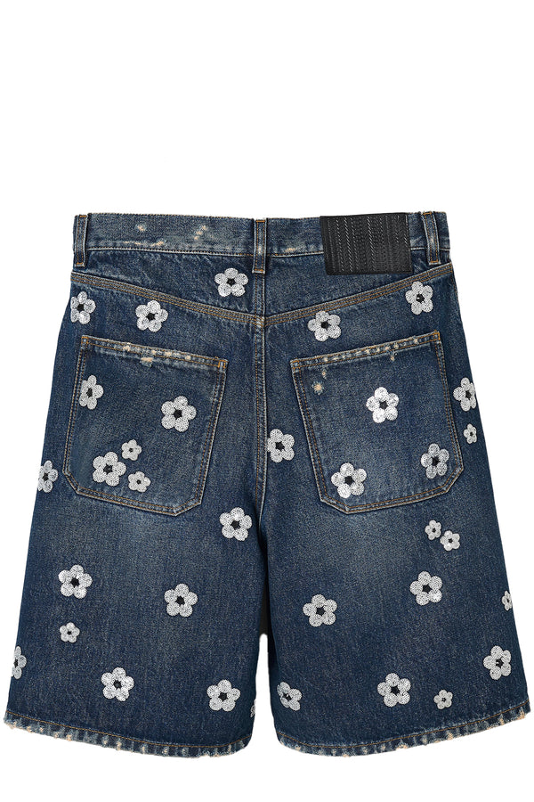 Virágmintás bőszárú short
