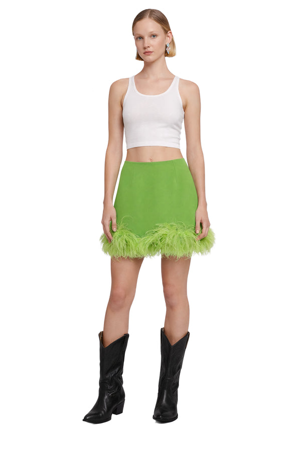 Feather-Hem Mini Skirt